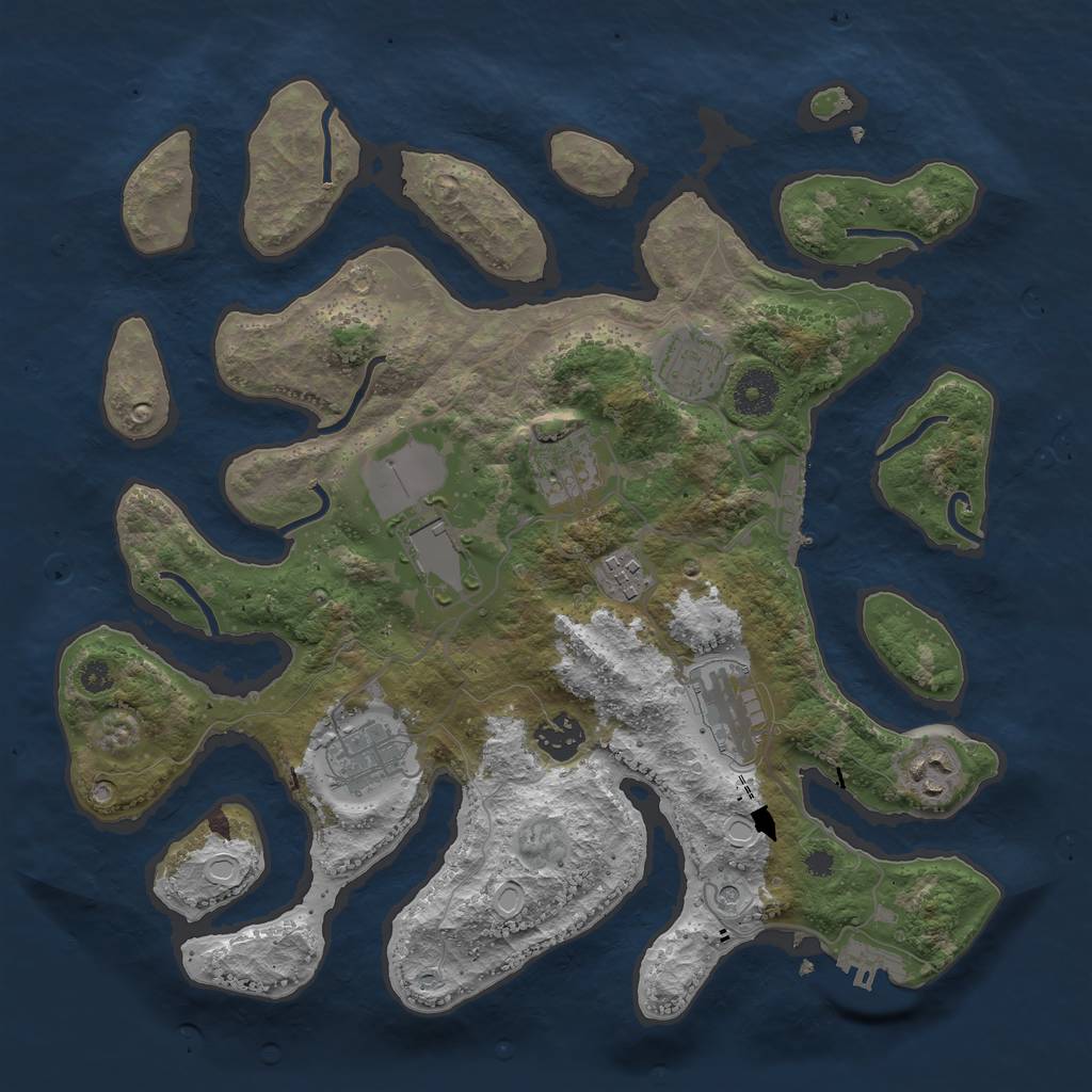 Rust Map: Procedural Map, Size: 3500, Seed: 785658294, 16 Monuments