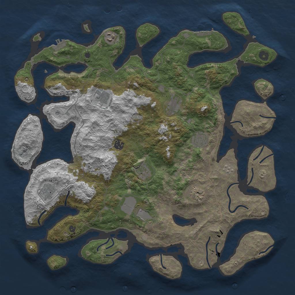 Rust Map: Procedural Map, Size: 4500, Seed: 83406, 18 Monuments