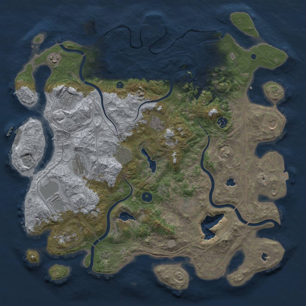 Rust Map: Procedural Map, Size: 4500, Seed: 83406, 17 Monuments