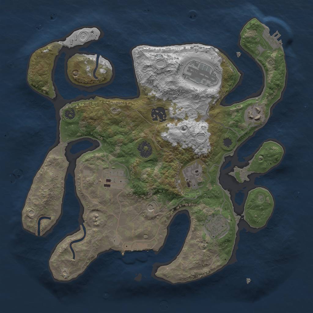 Rust Map: Procedural Map, Size: 3000, Seed: 350055, 14 Monuments