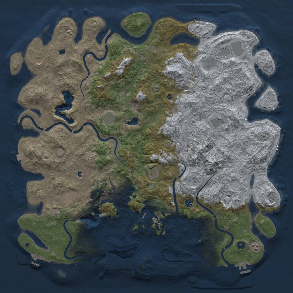 Rust Map: Procedural Map, Size: 5500, Seed: 360287534, 17 Monuments