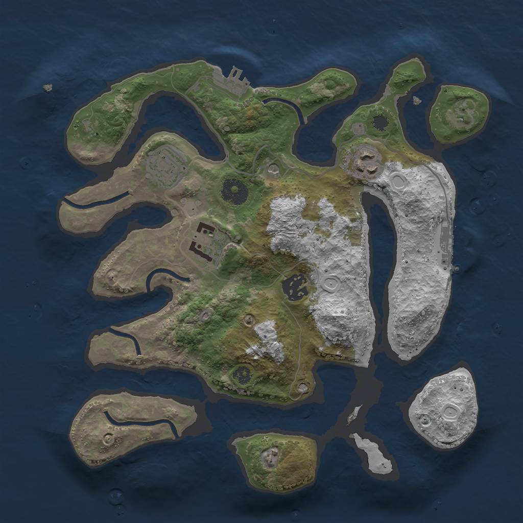 Rust Map: Procedural Map, Size: 3000, Seed: 283337709, 12 Monuments