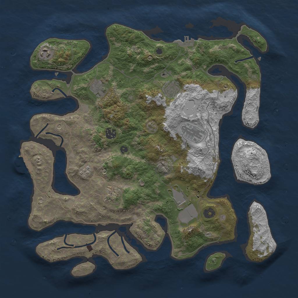 Rust Map: Procedural Map, Size: 4000, Seed: 1938360049, 16 Monuments