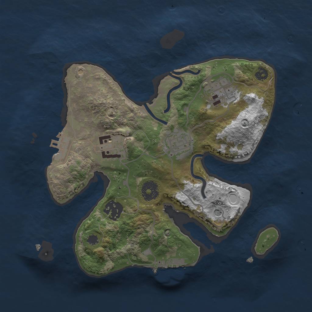 Rust Map: Procedural Map, Size: 2500, Seed: 589738, 12 Monuments