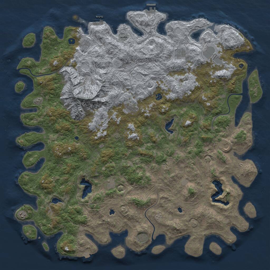 Rust Map: Procedural Map, Size: 6000, Seed: 390449758, 17 Monuments