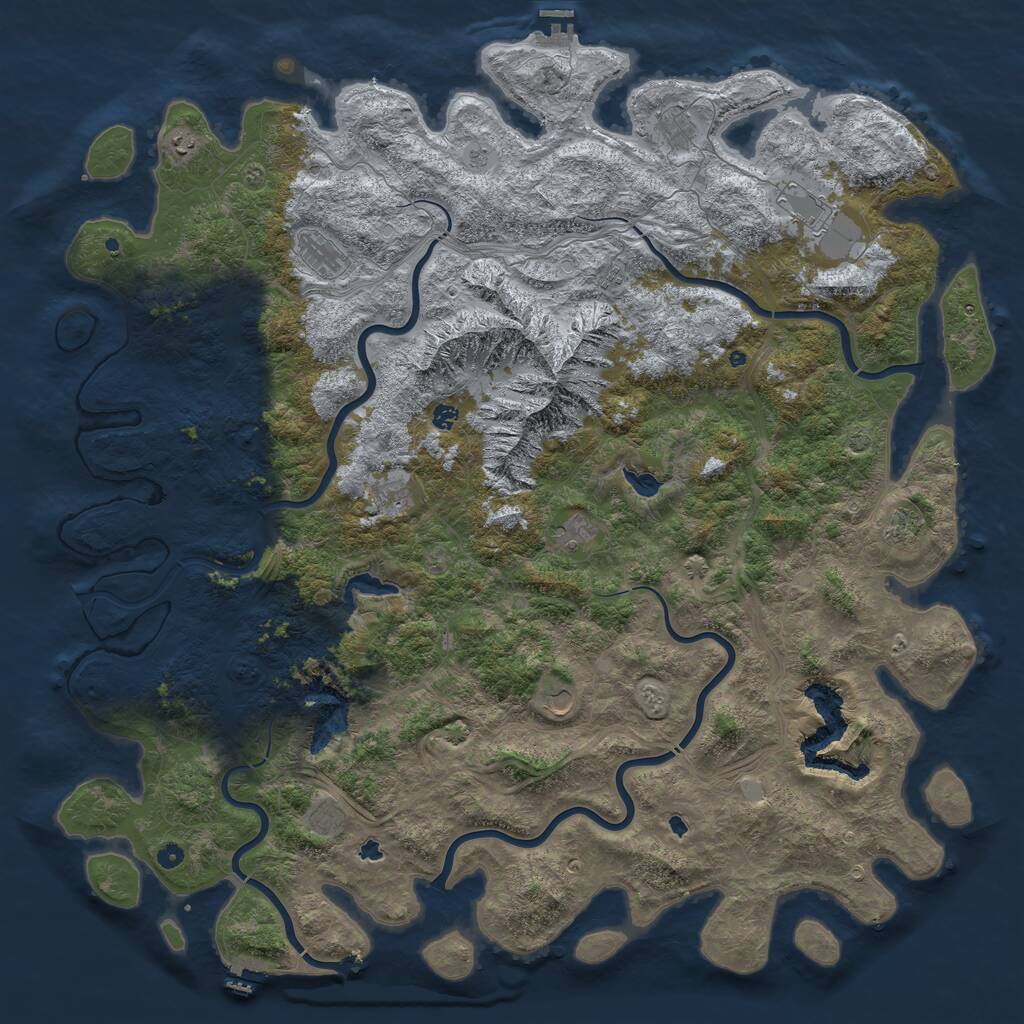 Rust Map: Procedural Map, Size: 6000, Seed: 390449758, 17 Monuments