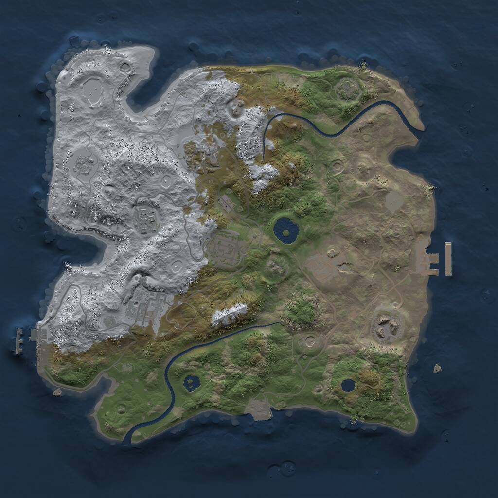 Rust Map: Procedural Map, Size: 3000, Seed: 1347346055, 12 Monuments