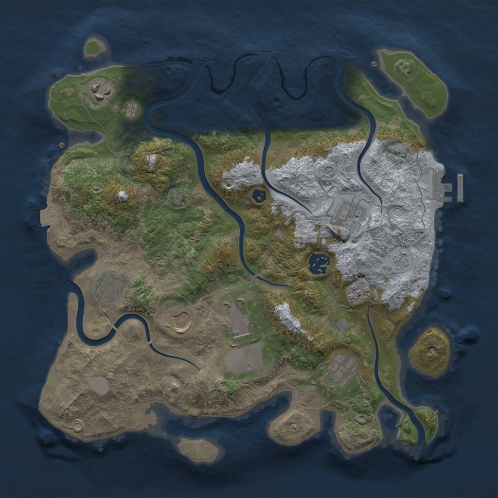 Rust Map: Procedural Map, Size: 3500, Seed: 519135003, 13 Monuments