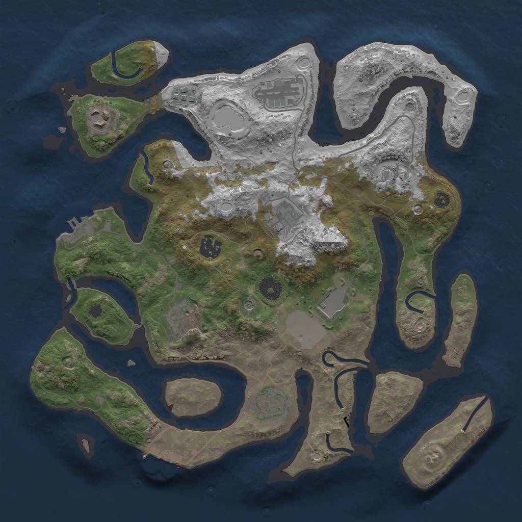 Rust Map: Procedural Map, Size: 3500, Seed: 88566722, 17 Monuments