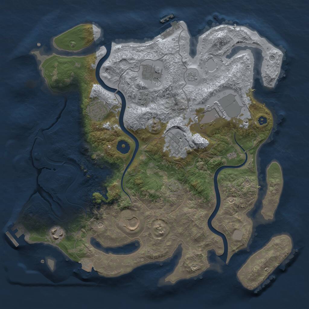 Rust Map: Procedural Map, Size: 3500, Seed: 88566722, 13 Monuments