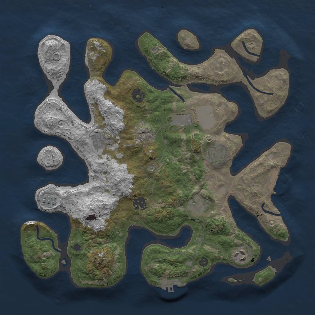 Rust Map: Procedural Map, Size: 3500, Seed: 12817, 15 Monuments