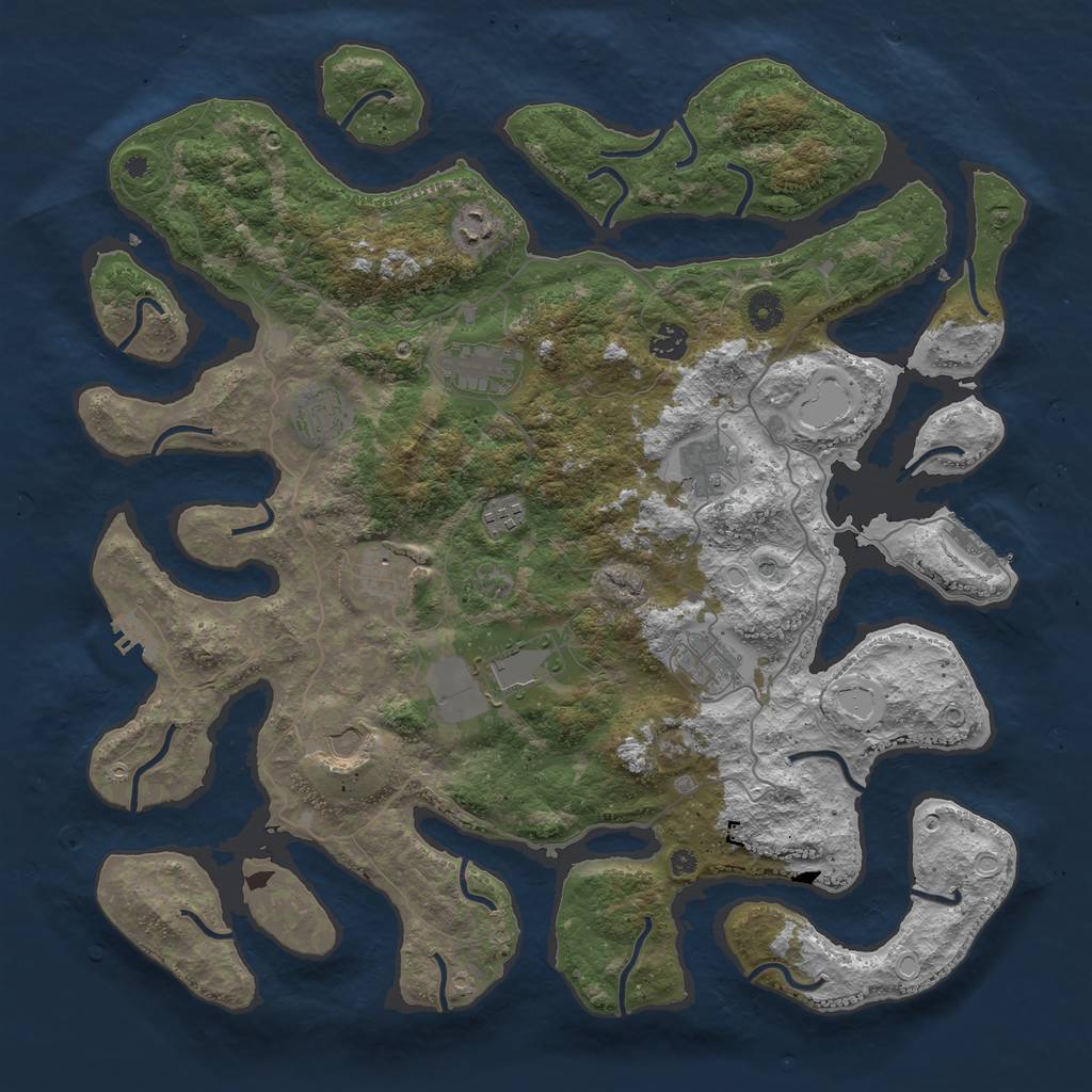 Rust Map: Procedural Map, Size: 4300, Seed: 744964414, 18 Monuments