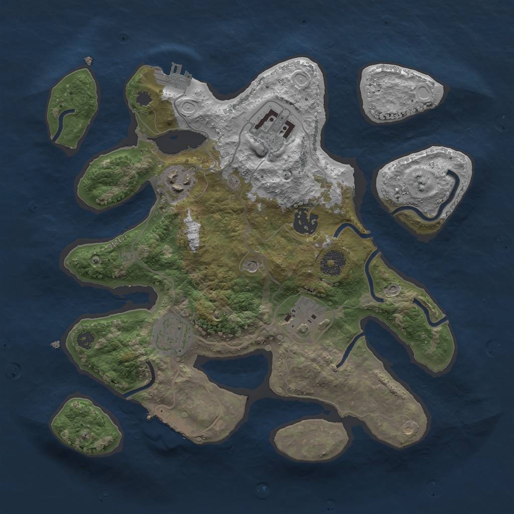 Rust Map: Procedural Map, Size: 3000, Seed: 1910877093, 13 Monuments