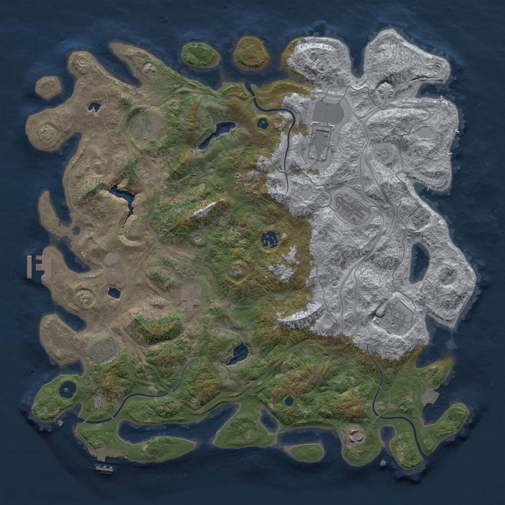 Rust Map: Procedural Map, Size: 4500, Seed: 1842035672, 16 Monuments