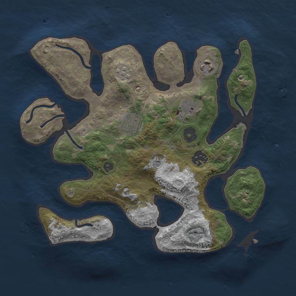 Rust Map: Procedural Map, Size: 3000, Seed: 13857, 11 Monuments