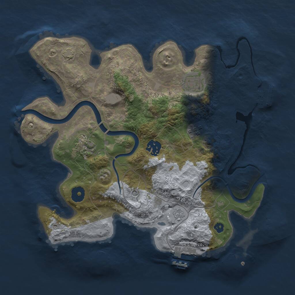 Rust Map: Procedural Map, Size: 3000, Seed: 13857, 10 Monuments