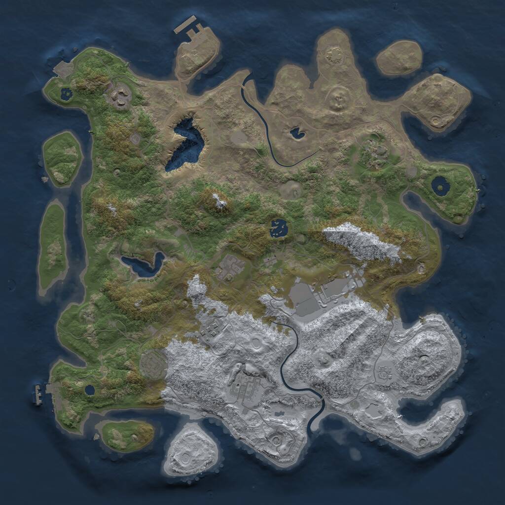 Rust Map: Procedural Map, Size: 4000, Seed: 1274126334, 14 Monuments