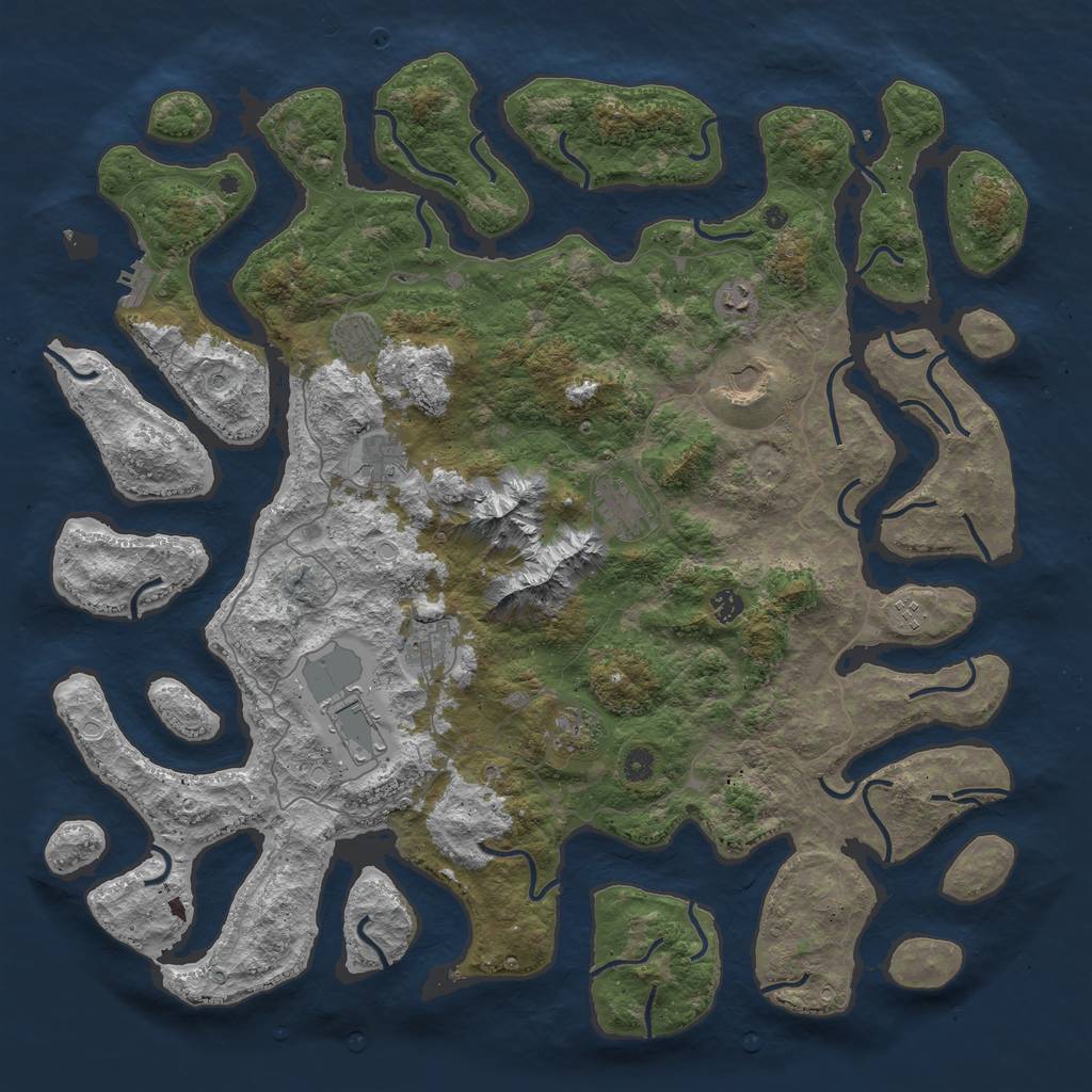 Rust Map: Procedural Map, Size: 5000, Seed: 4490, 17 Monuments