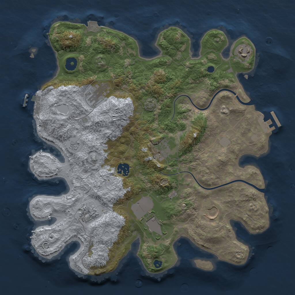 Rust Map: Procedural Map, Size: 3500, Seed: 7432654, 12 Monuments