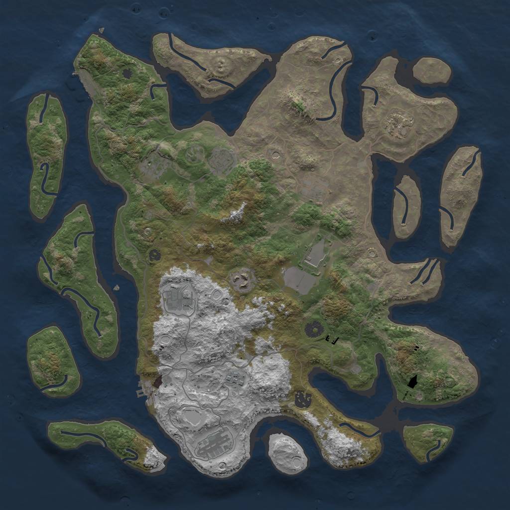 Rust Map: Procedural Map, Size: 4300, Seed: 1625470109, 18 Monuments