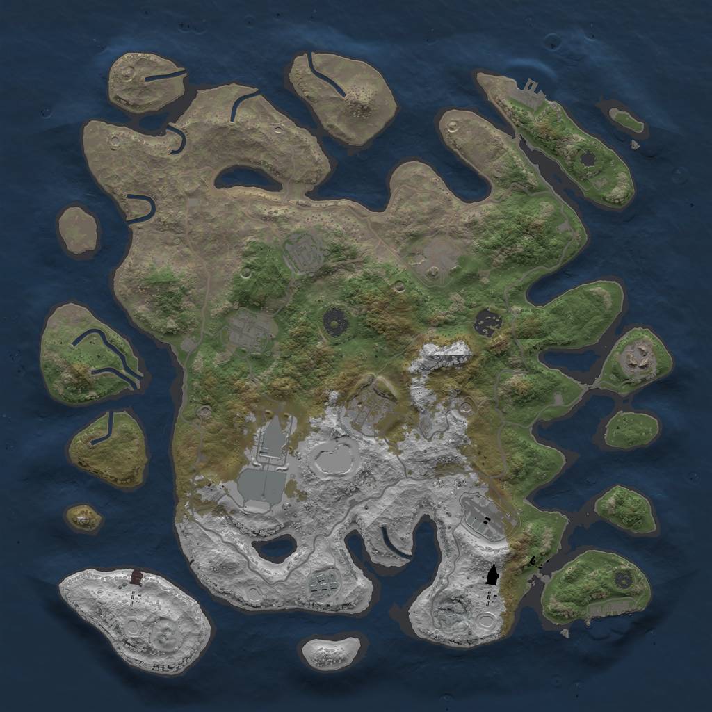 Rust Map: Procedural Map, Size: 4000, Seed: 706784, 17 Monuments