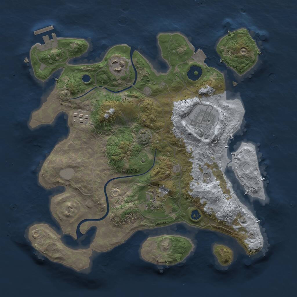 Rust Map: Procedural Map, Size: 3000, Seed: 31071984, 8 Monuments