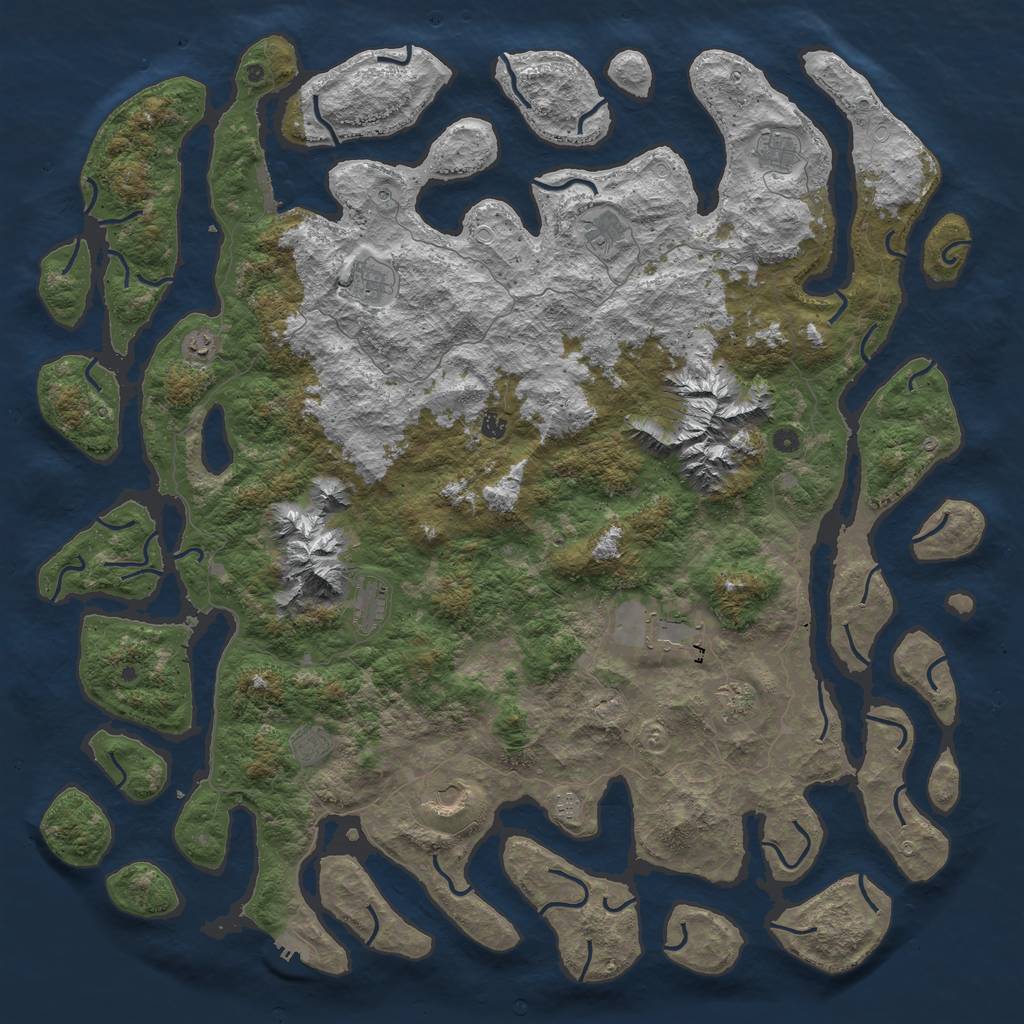 Rust Map: Procedural Map, Size: 6000, Seed: 2742, 19 Monuments