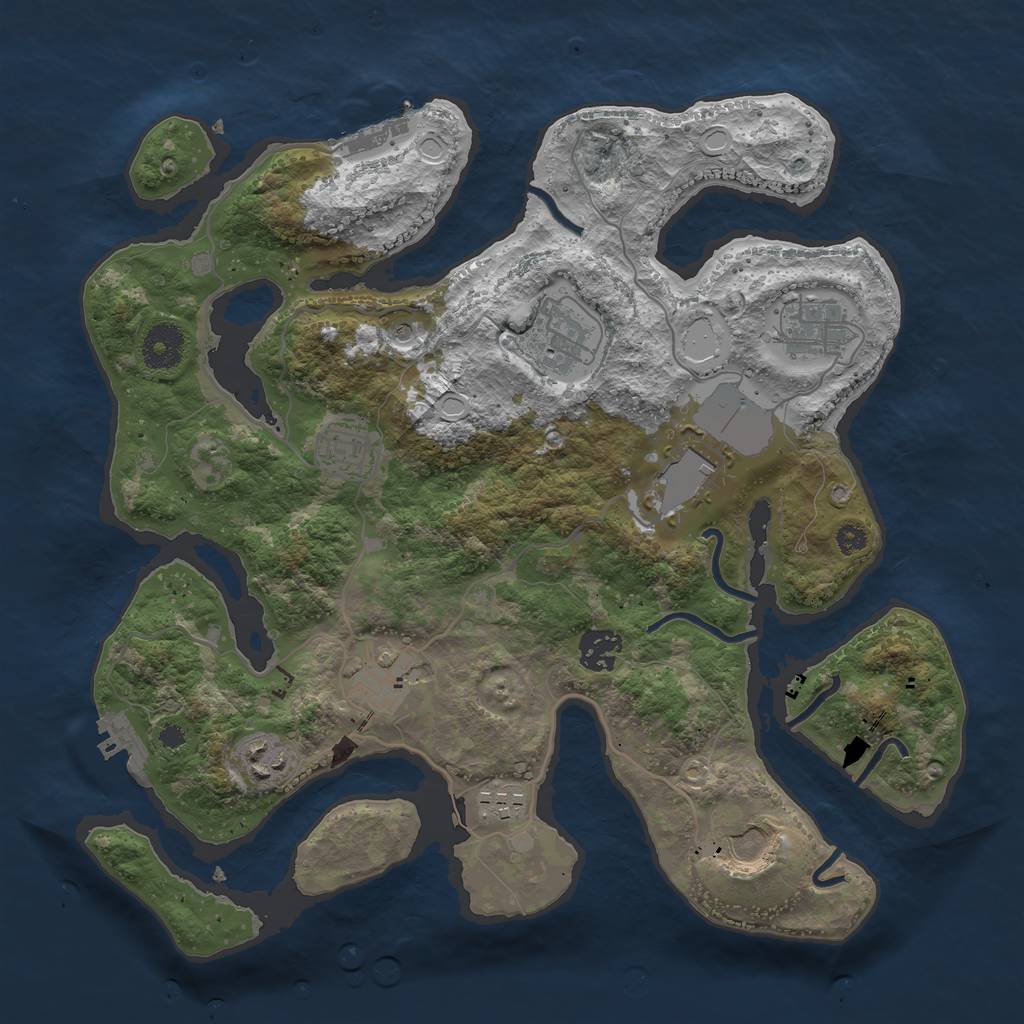 Rust Map: Procedural Map, Size: 3500, Seed: 697480, 17 Monuments