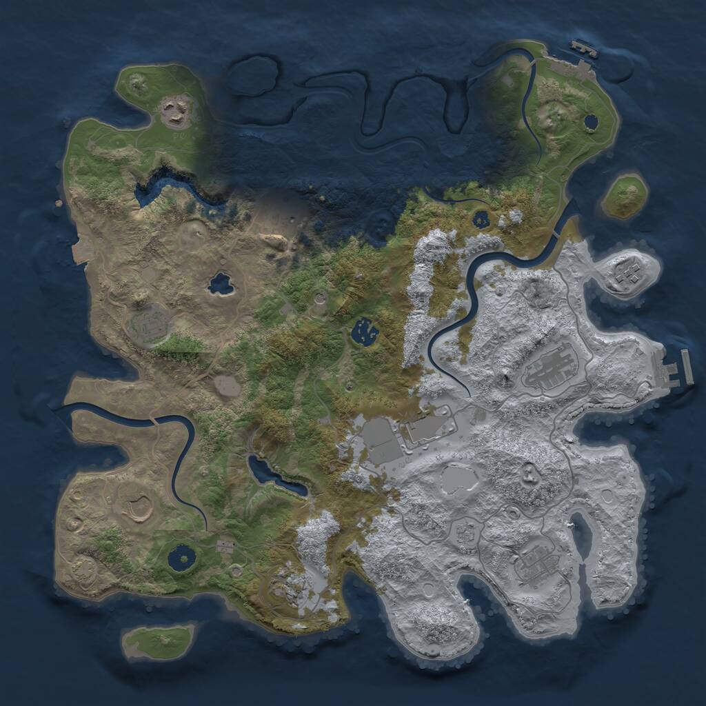 Rust Map: Procedural Map, Size: 4000, Seed: 1125688147, 16 Monuments