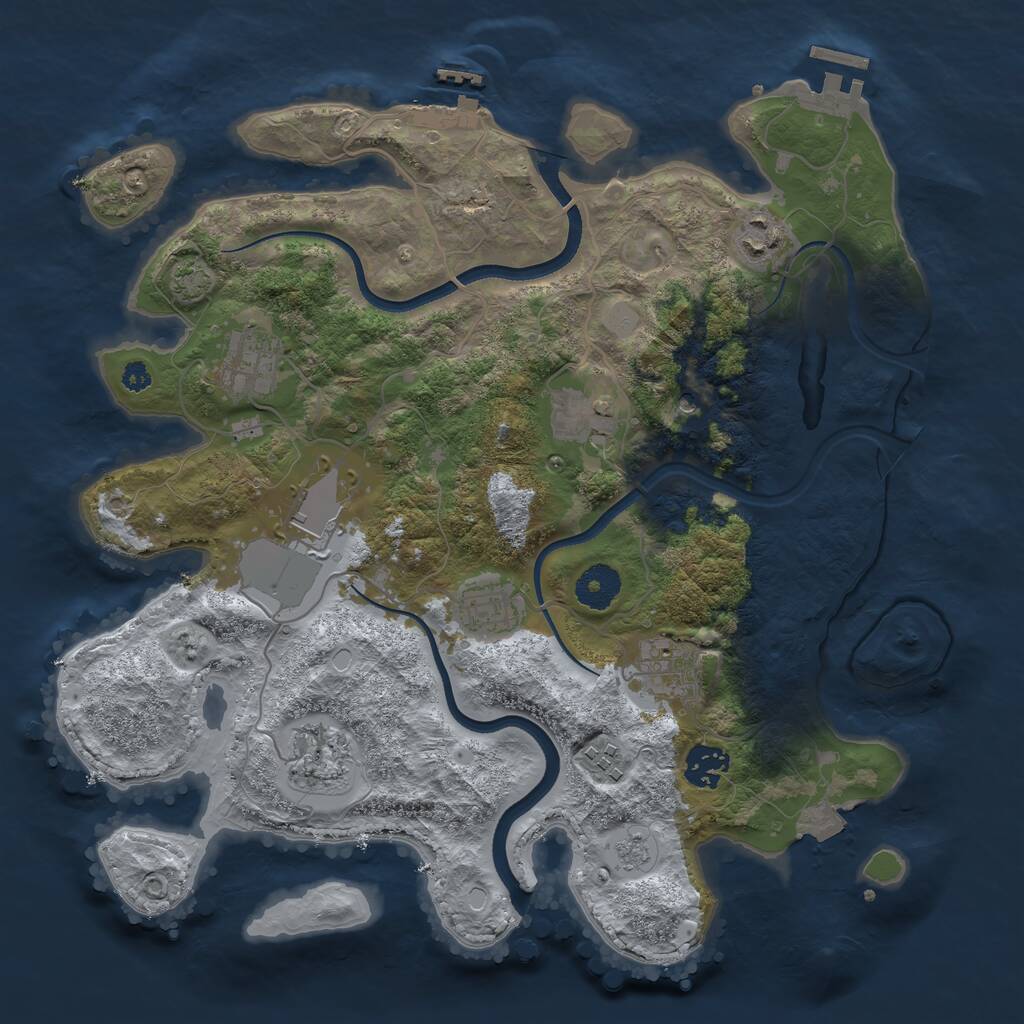 Rust Map: Procedural Map, Size: 3500, Seed: 32131897, 15 Monuments