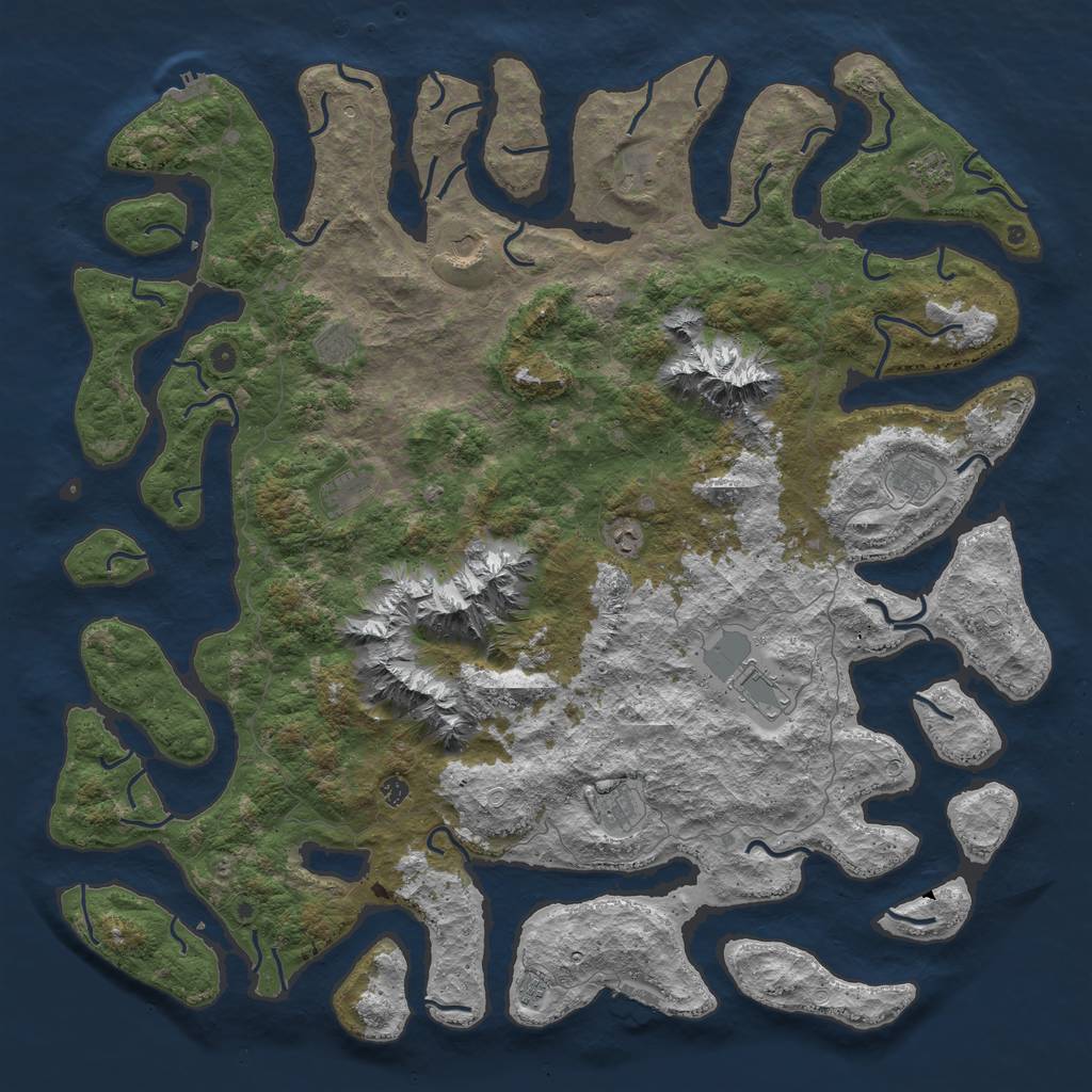 Rust Map: Procedural Map, Size: 6000, Seed: 250184, 19 Monuments