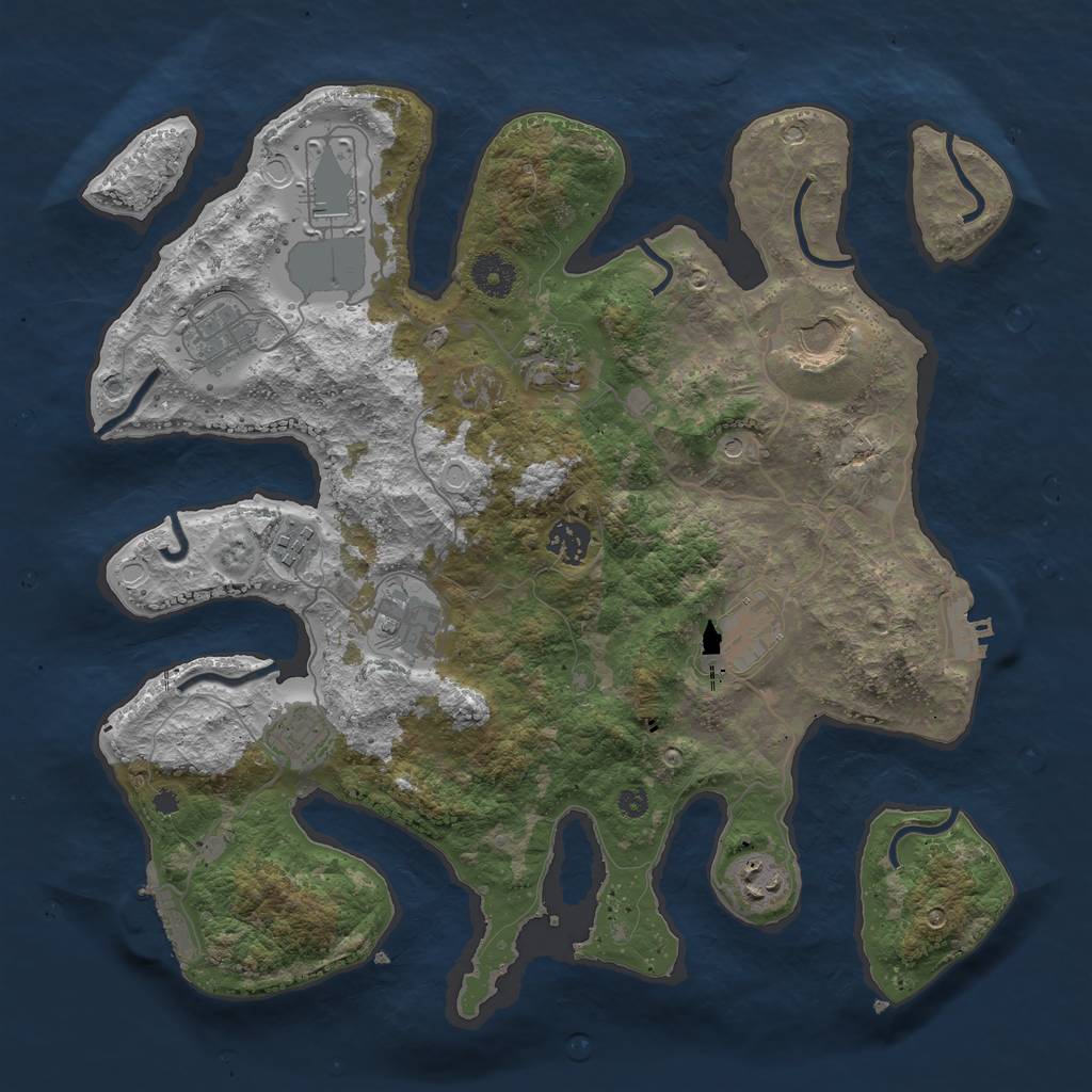 Rust Map: Procedural Map, Size: 3700, Seed: 1707637137, 18 Monuments