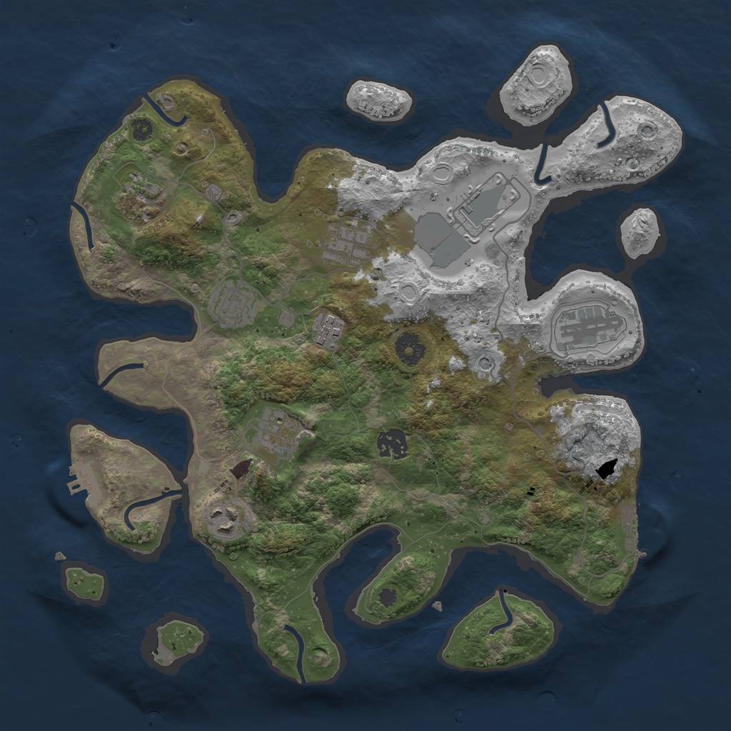 Rust Map: Procedural Map, Size: 3500, Seed: 237147171, 17 Monuments
