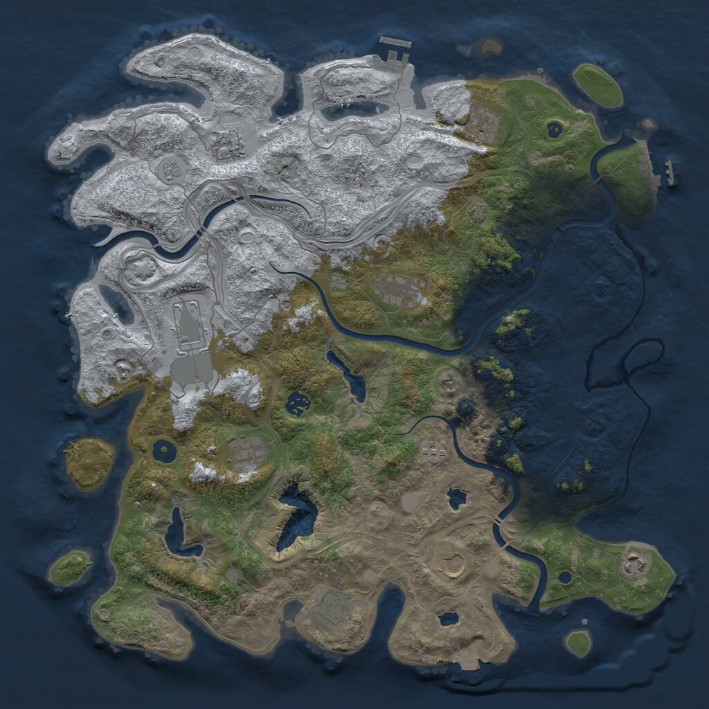 Rust Map: Procedural Map, Size: 4500, Seed: 1370256845, 16 Monuments