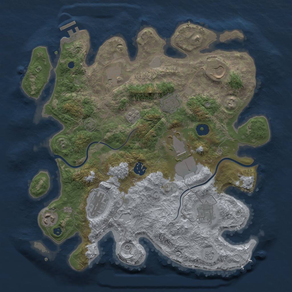 Rust Map: Procedural Map, Size: 3500, Seed: 7625328, 14 Monuments