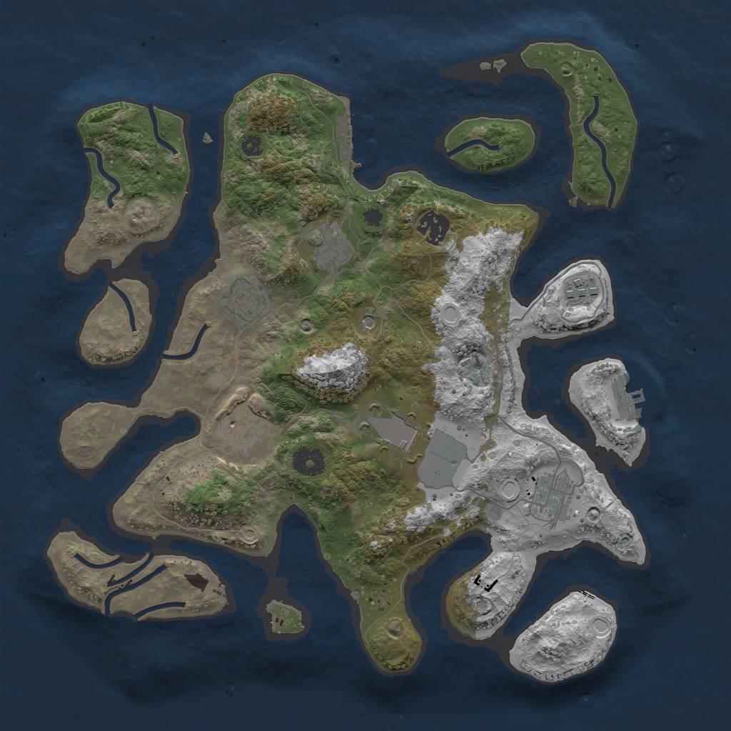 Rust Map: Procedural Map, Size: 3500, Seed: 1007219411, 15 Monuments