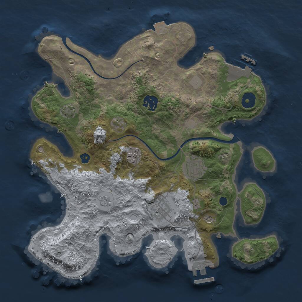 Rust Map: Procedural Map, Size: 3000, Seed: 4865371, 10 Monuments