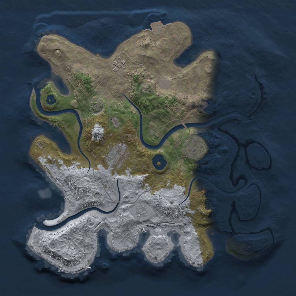 Rust Map: Procedural Map, Size: 3000, Seed: 4865371, 8 Monuments