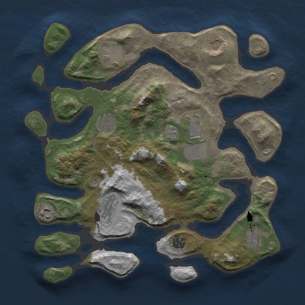 Rust Map: Barren, Size: 3500, Seed: 1548715321, 12 Monuments