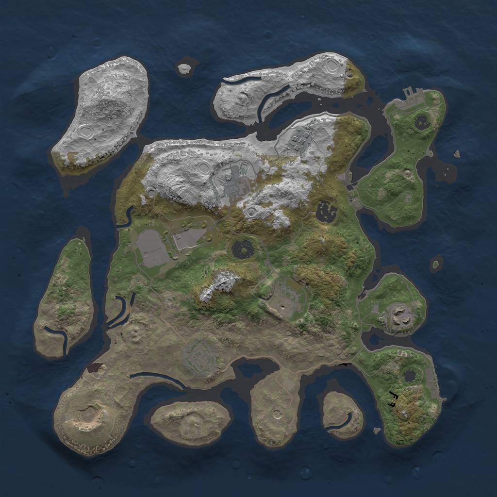 Rust Map: Procedural Map, Size: 3500, Seed: 99390661, 16 Monuments