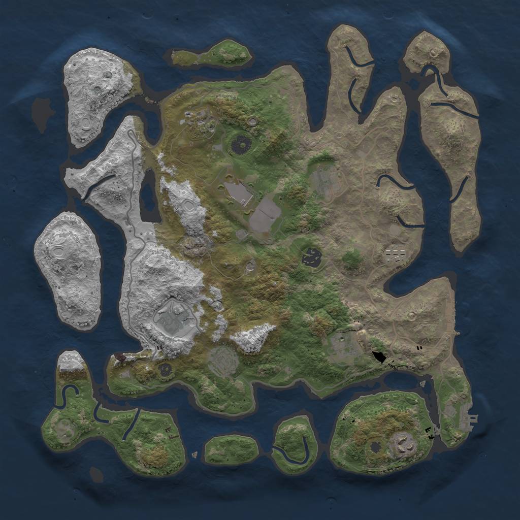 Rust Map: Procedural Map, Size: 4000, Seed: 322284, 17 Monuments