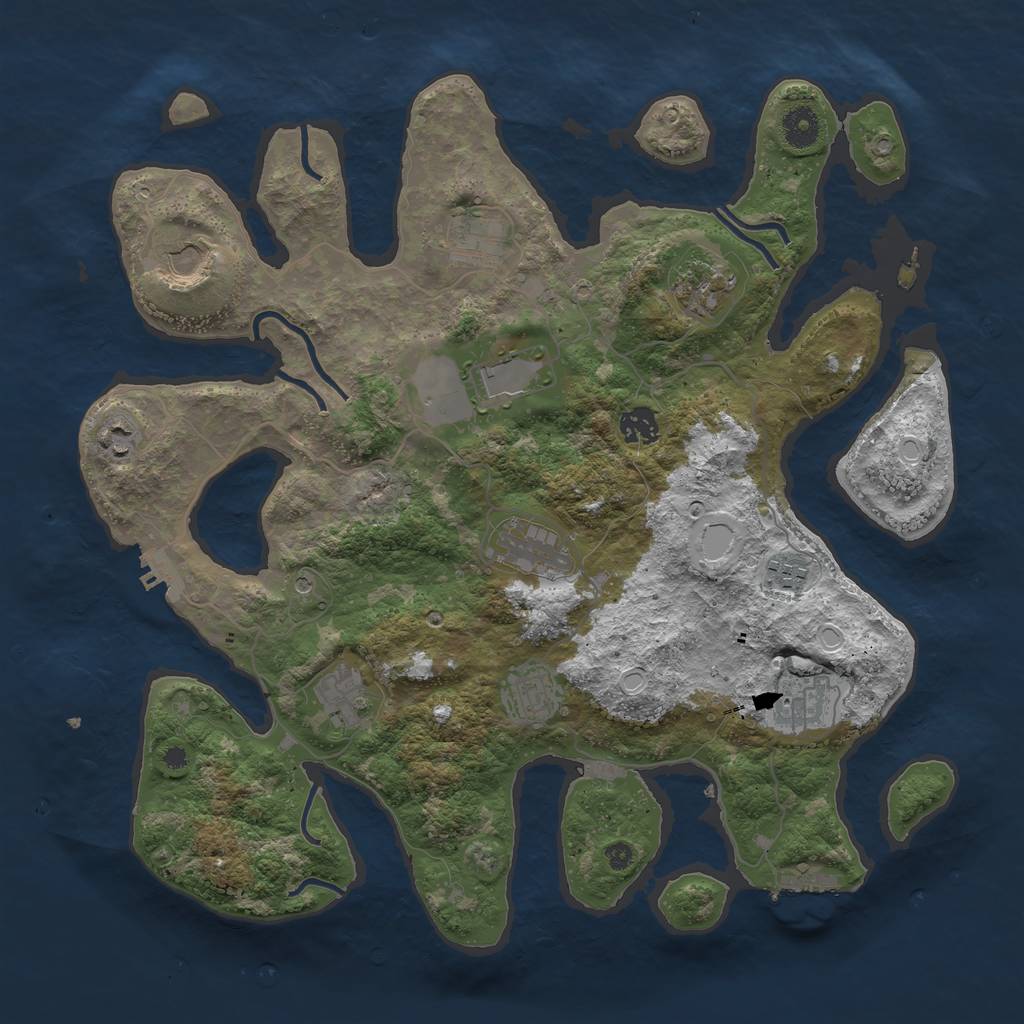 Rust Map: Procedural Map, Size: 3950, Seed: 123136365, 19 Monuments