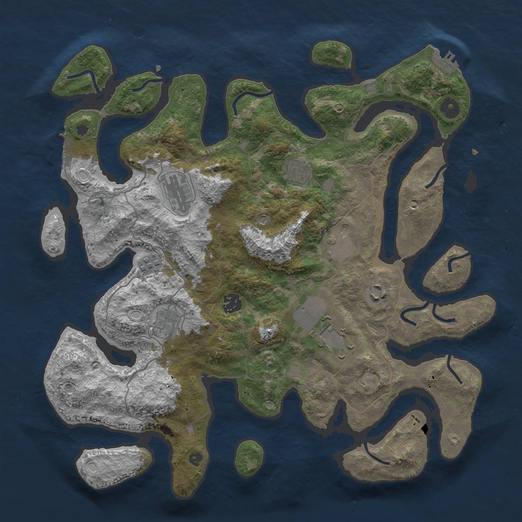 Rust Map: Procedural Map, Size: 4000, Seed: 1869123150, 16 Monuments