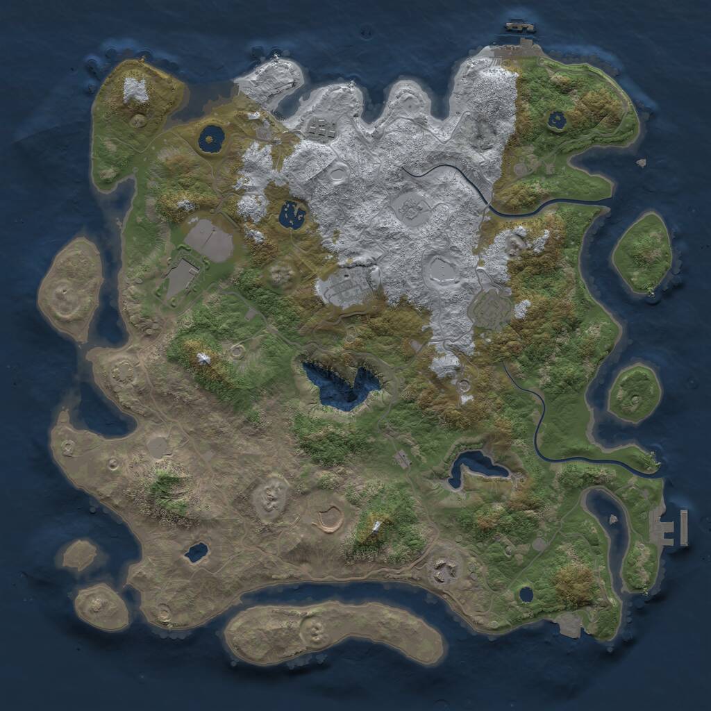 Rust Map: Procedural Map, Size: 4000, Seed: 2001944416, 13 Monuments