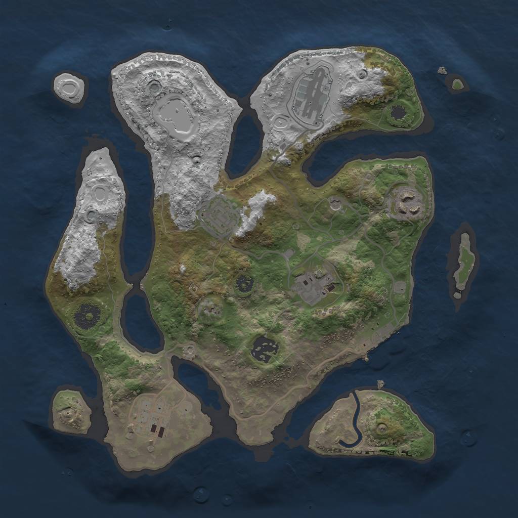 Rust Map: Procedural Map, Size: 3000, Seed: 1401459090, 13 Monuments