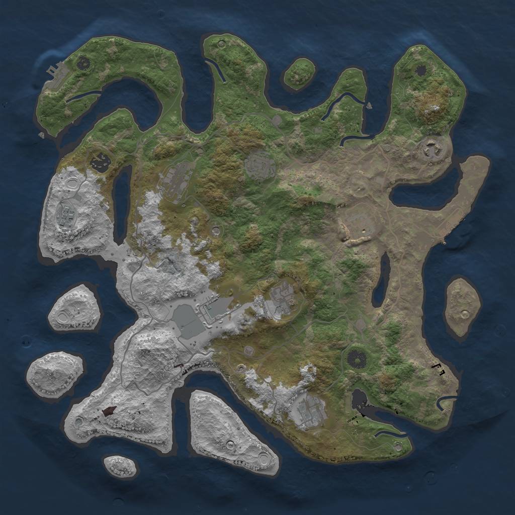 Rust Map: Procedural Map, Size: 4000, Seed: 239876134, 17 Monuments