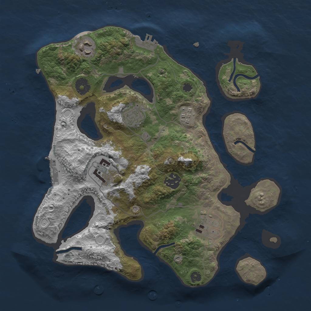 Rust Map: Procedural Map, Size: 3000, Seed: 1246018018, 13 Monuments