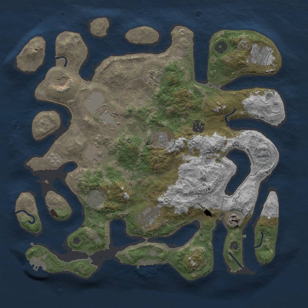 Rust Map: Procedural Map, Size: 3850, Seed: 1950245379, 19 Monuments