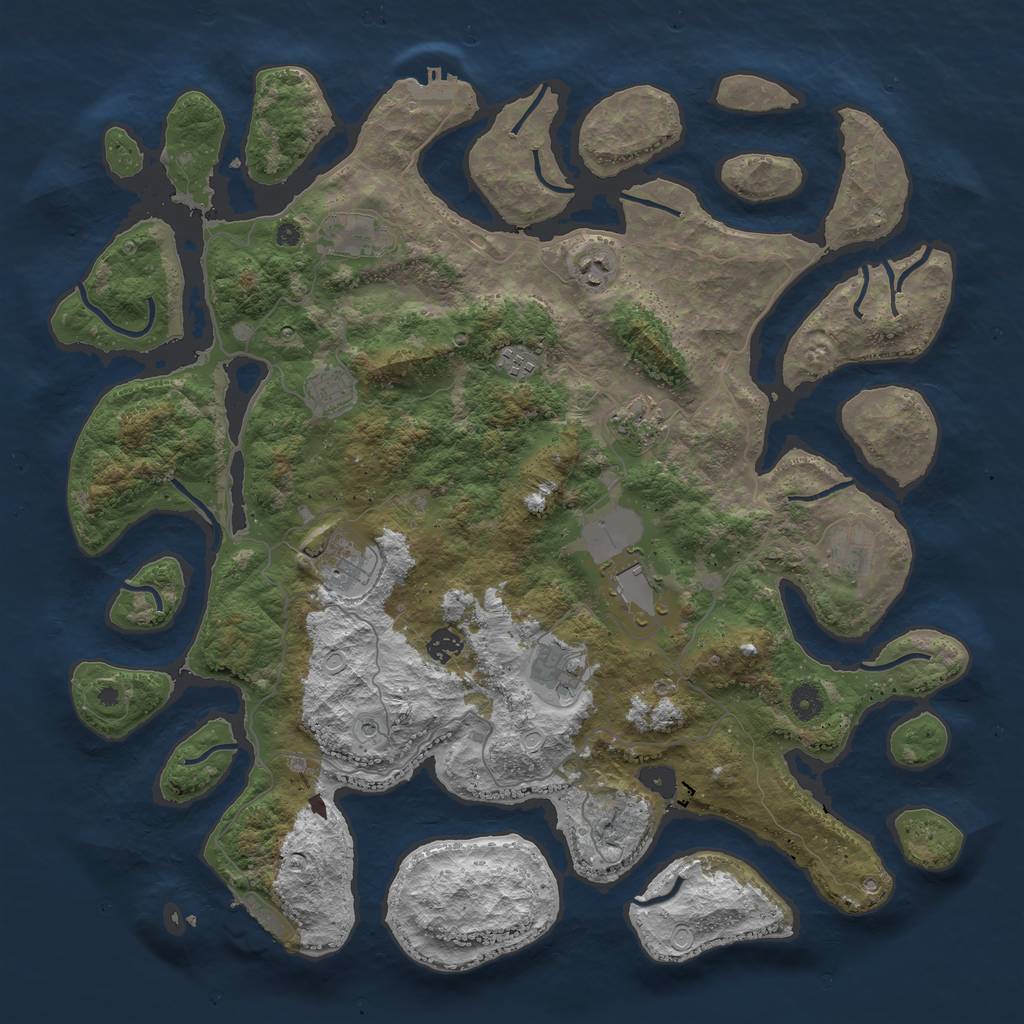 Rust Map: Procedural Map, Size: 4500, Seed: 5705, 18 Monuments