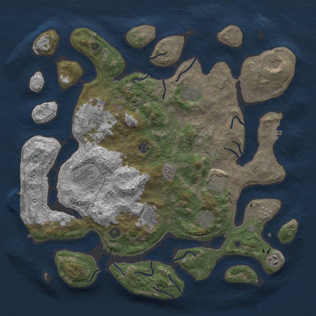 Rust Map: Procedural Map, Size: 4250, Seed: 999073, 18 Monuments